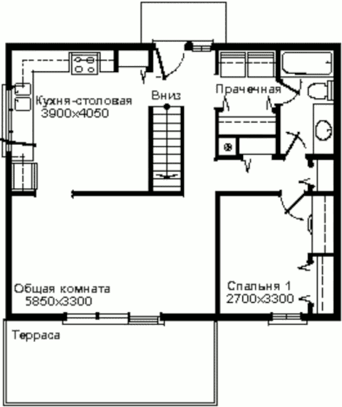 Проект маленького канадского энергосберегающего бунгало, план верхнего уровня