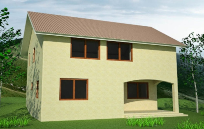 Проект компактного двухэтажного загородного дома, внешний вид