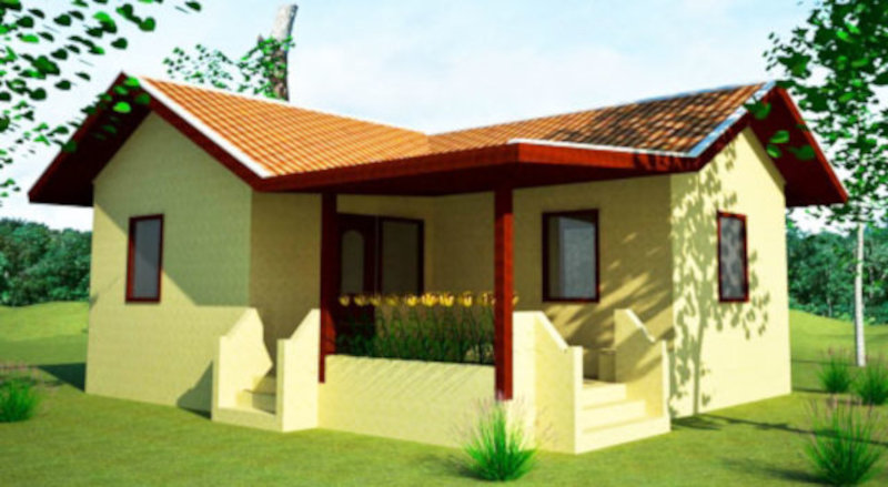 Проект маленького землебитного дачного дома, внешний вид