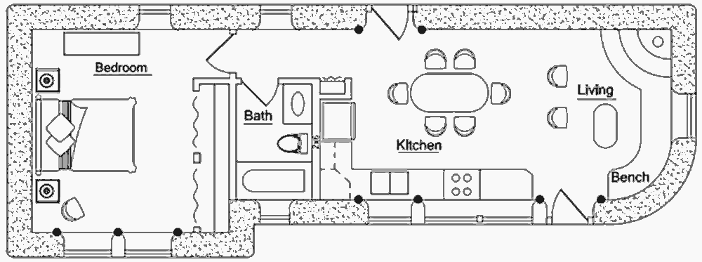 Проект землебитного солнечного дома Solar Santa Fe, план