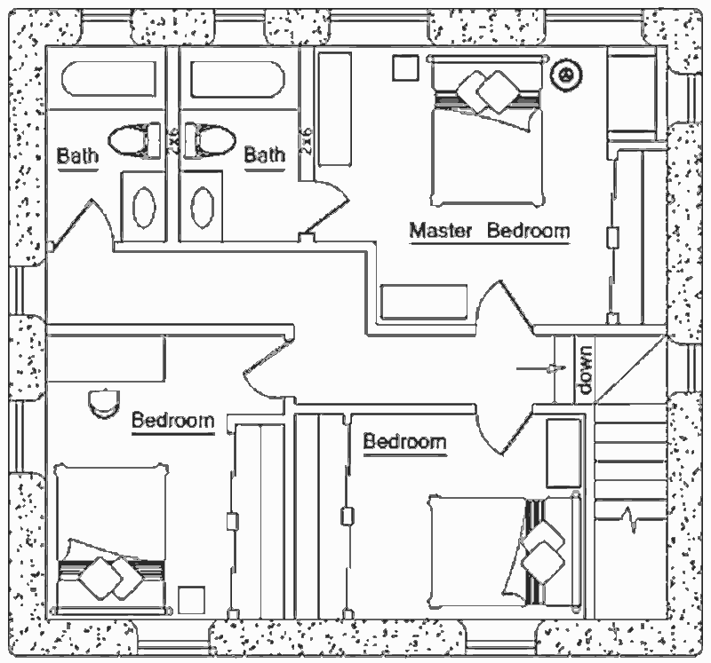 Проект дома для жаркого климата Chonburi House, план второго этажа