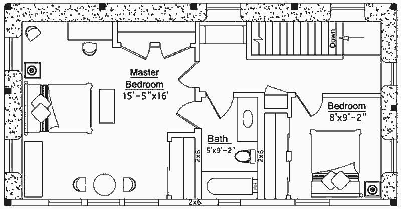 Проект классического фермерского солнечного дома, план второго этажа