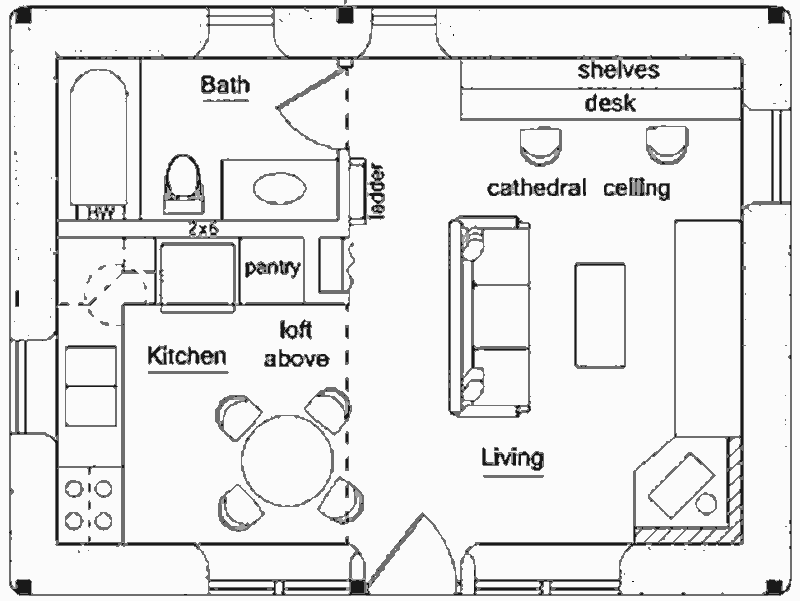 Проект маленького дачного дома Green House, план