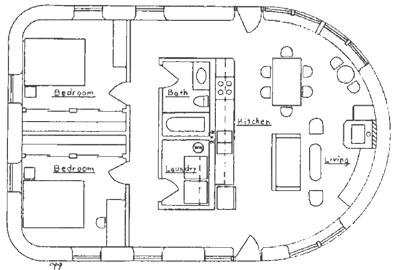 Проект средиземноморского землебитного дома, план