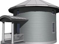 Внешний вид дома-цилиндра из стального зернового бункера